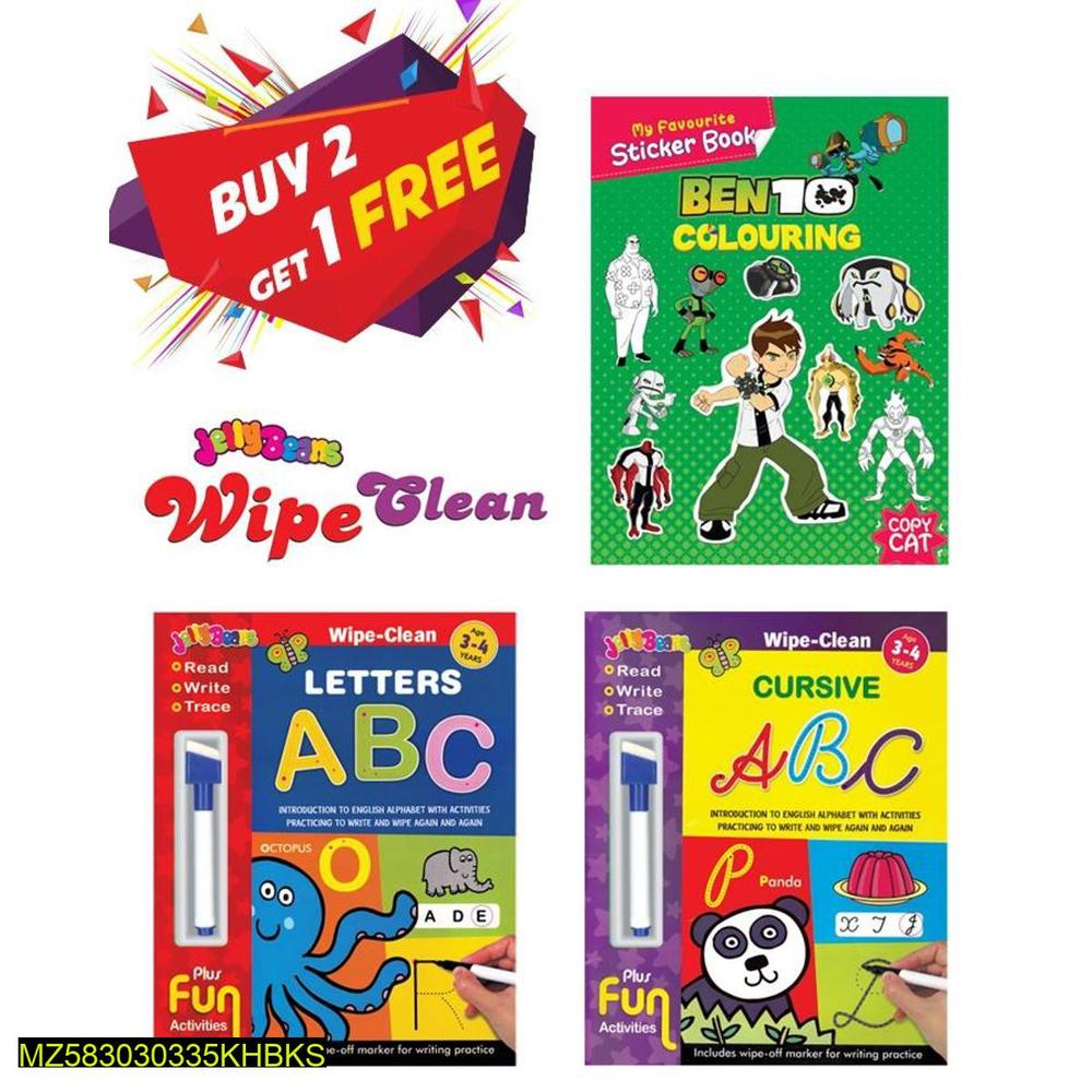 Jelly Bean Wipe Clean ABC & Cursive Books for Kids 3-4