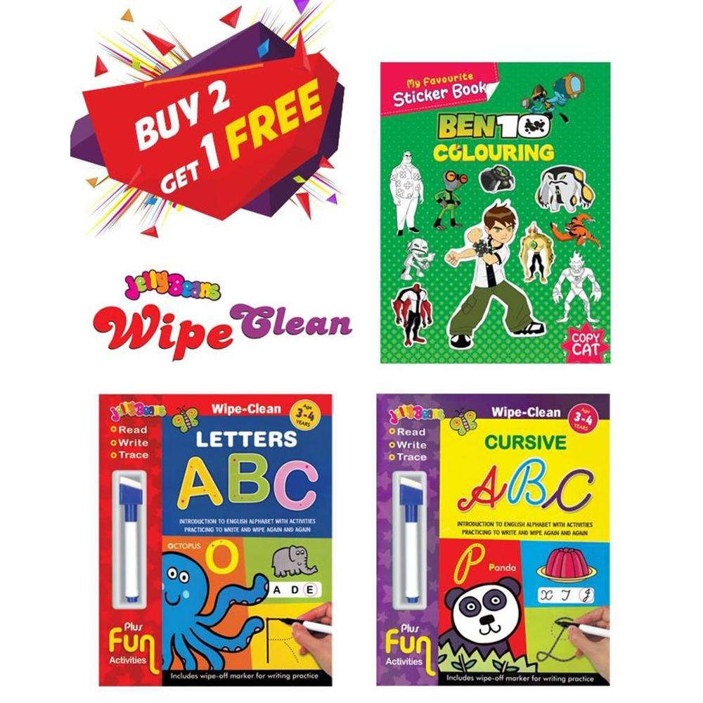 Jelly Bean Wipe Clean ABC & Cursive Books for Kids 3-4