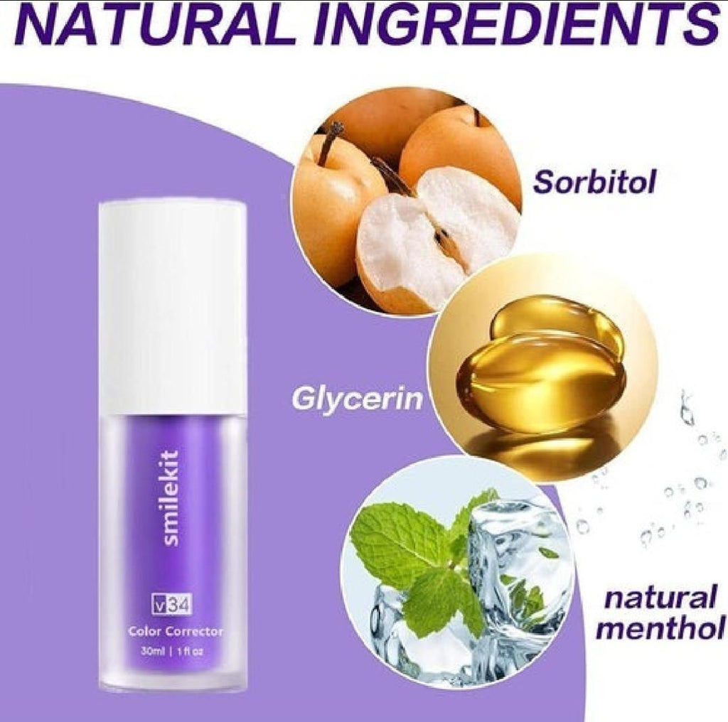 V34 Teeth Whitening Serum 30ml Purple Travel Bottle