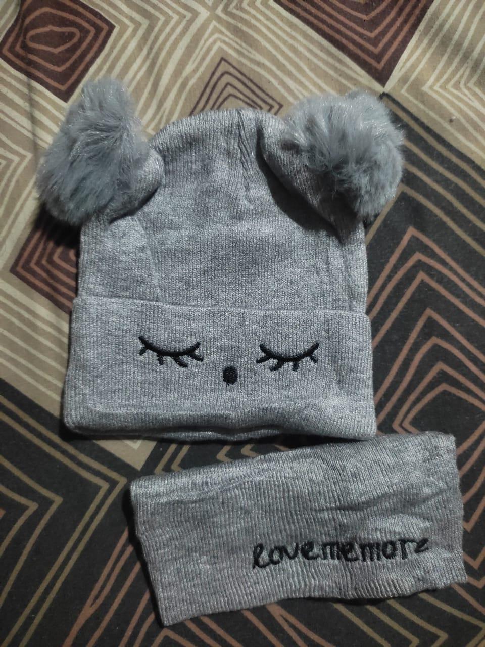Winter Wool Cap & Neck Warmer Set for Kids 1-5
