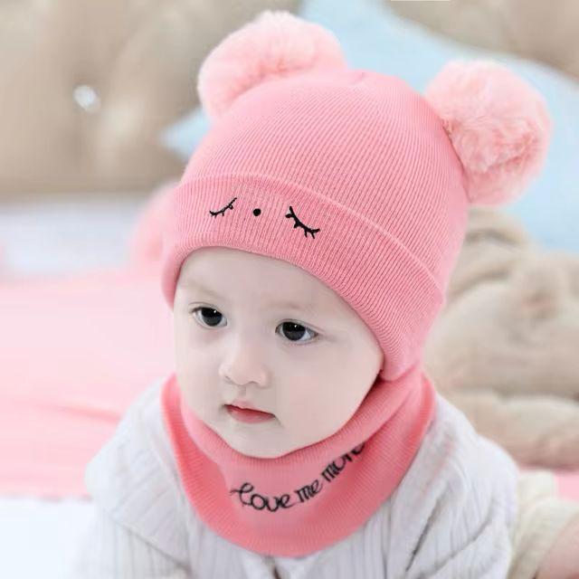 Wool Cap & Neck Warmer Set for Kids 1-5 Winter Warm