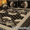 4 Pc Velvet Floral Bedsheet Set Black Gold