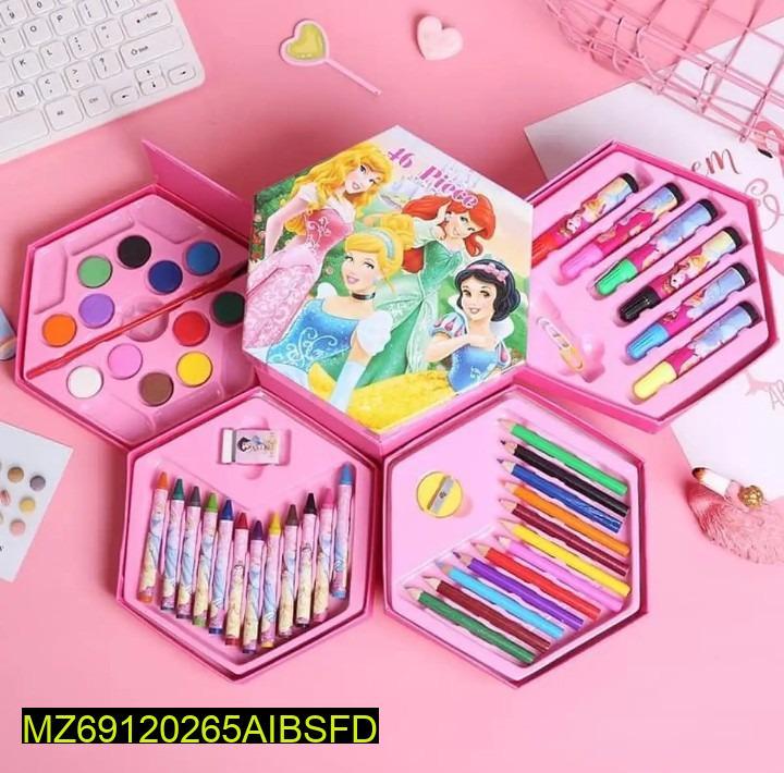 Hexagonal Coloring Kit for Kids with Princess Design