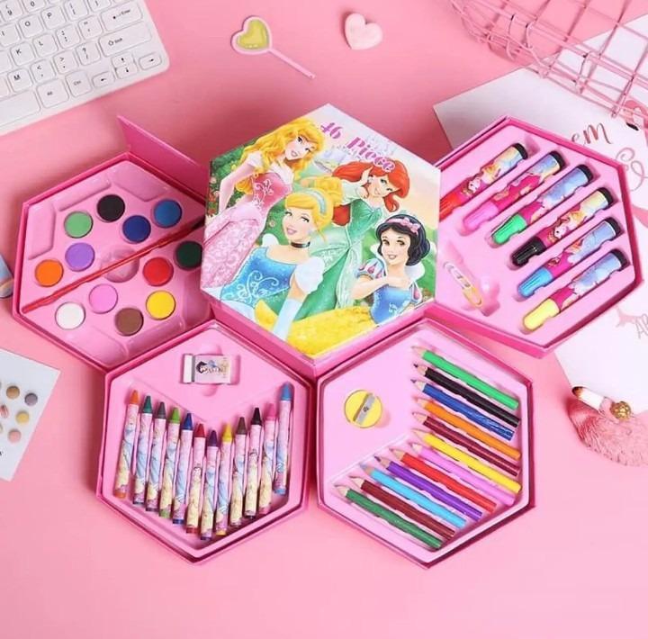 Hexagonal Coloring Kit for Kids with Princess Design