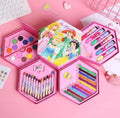 Hexagonal Coloring Kit for Kids with Princess Design