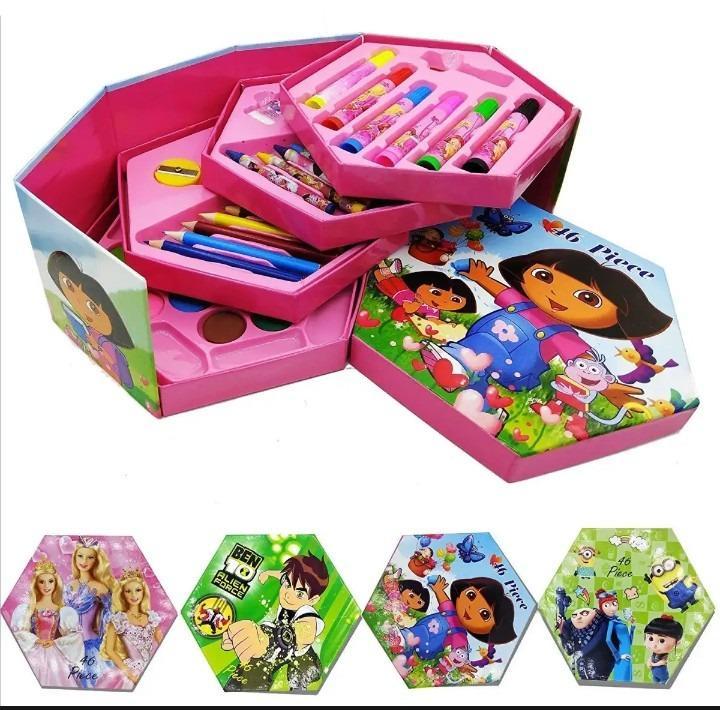 Hexagonal Coloring Kit for Kids with Princess Design