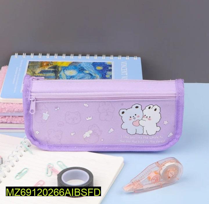 Lilac Bear Pencil Pouch for Students & Office Use