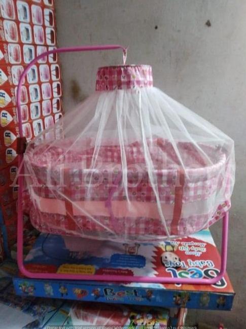 Pink Metal Kid's Swing with Mosquito Net