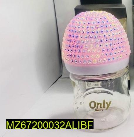 Glass Baby Feeder Pink Rhinestone Nipple 125ml