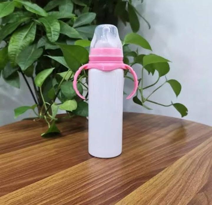 Newborn Baby Feeder White Pink Steel Spill-Free