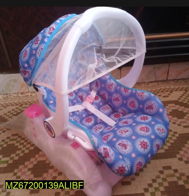 Baby Carry Cot Blue Nautical Plastic Shock Absorbing