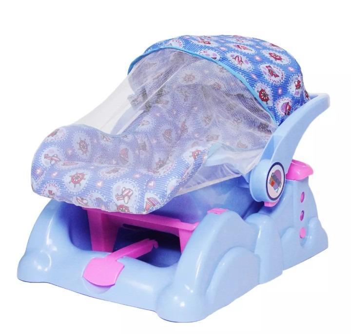 Baby Carry Cot Blue Nautical Plastic Shock Absorbing