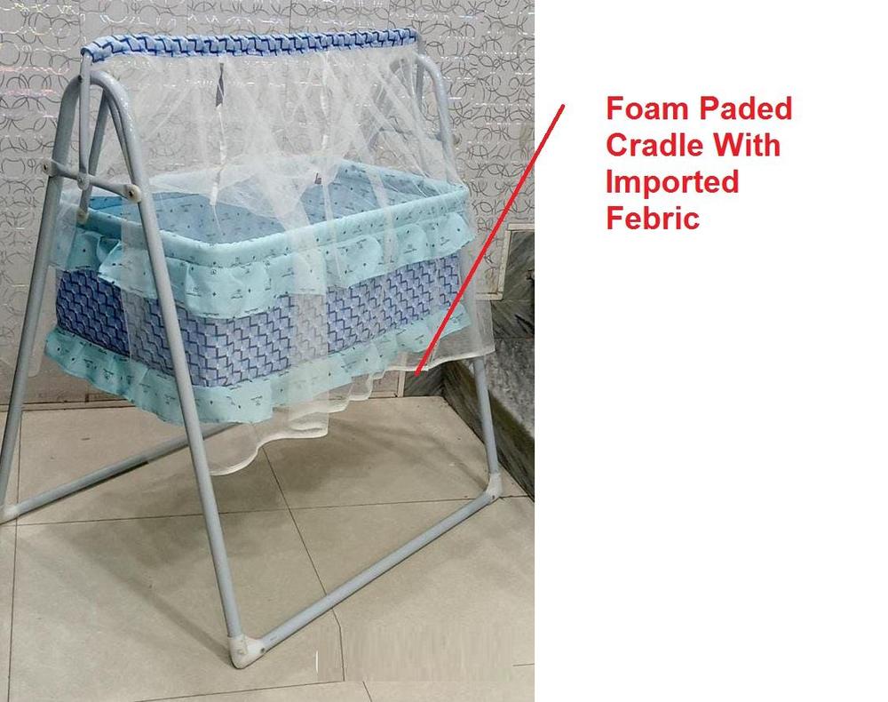Baby Swing with Mosquito Net Blue White Design