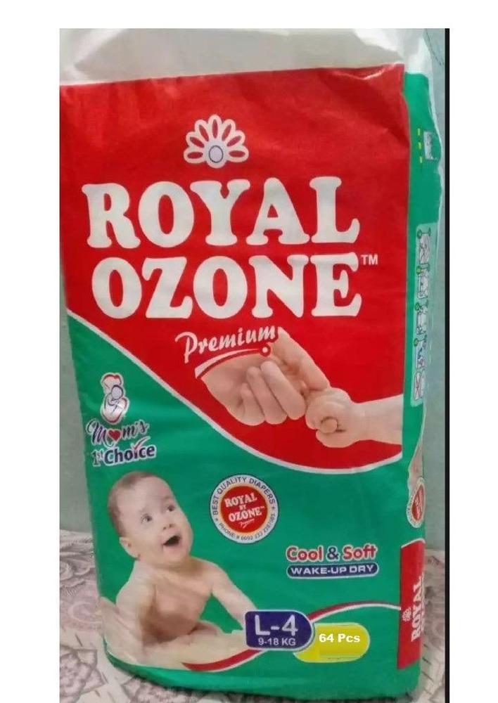 Royal Ozone Premium Diapers 64 Pack Cotton Crystal Gel