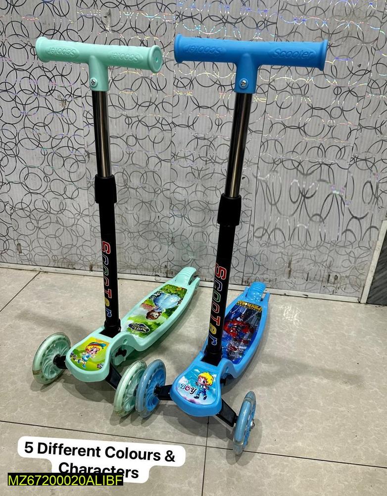 Blue Kids Scooter with Adjustable Handle & Glow Wheels