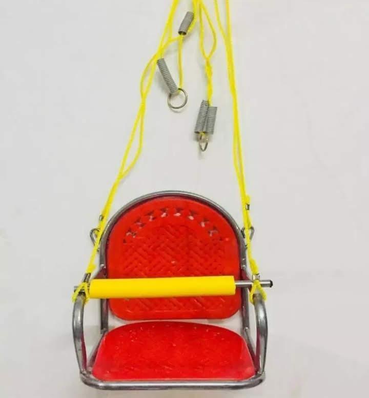 Metal Safety Swing for Kids with Red Seat & Yellow Bar
