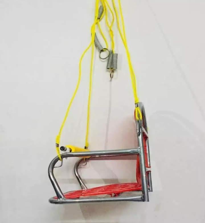 Metal Safety Swing for Kids with Red Seat & Yellow Bar