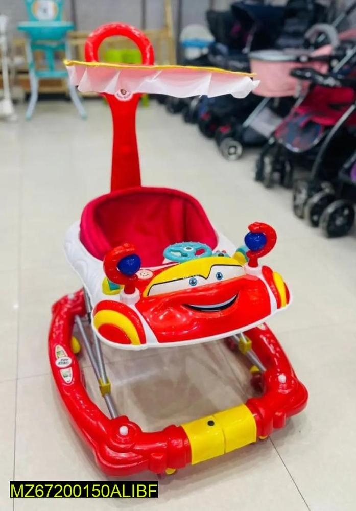 3-1 Walker Stroller Red Yellow Car Theme Waterproof
