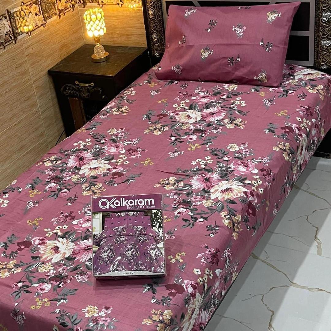 Pink Floral Mix Cotton Bedsheet Set Single Bed