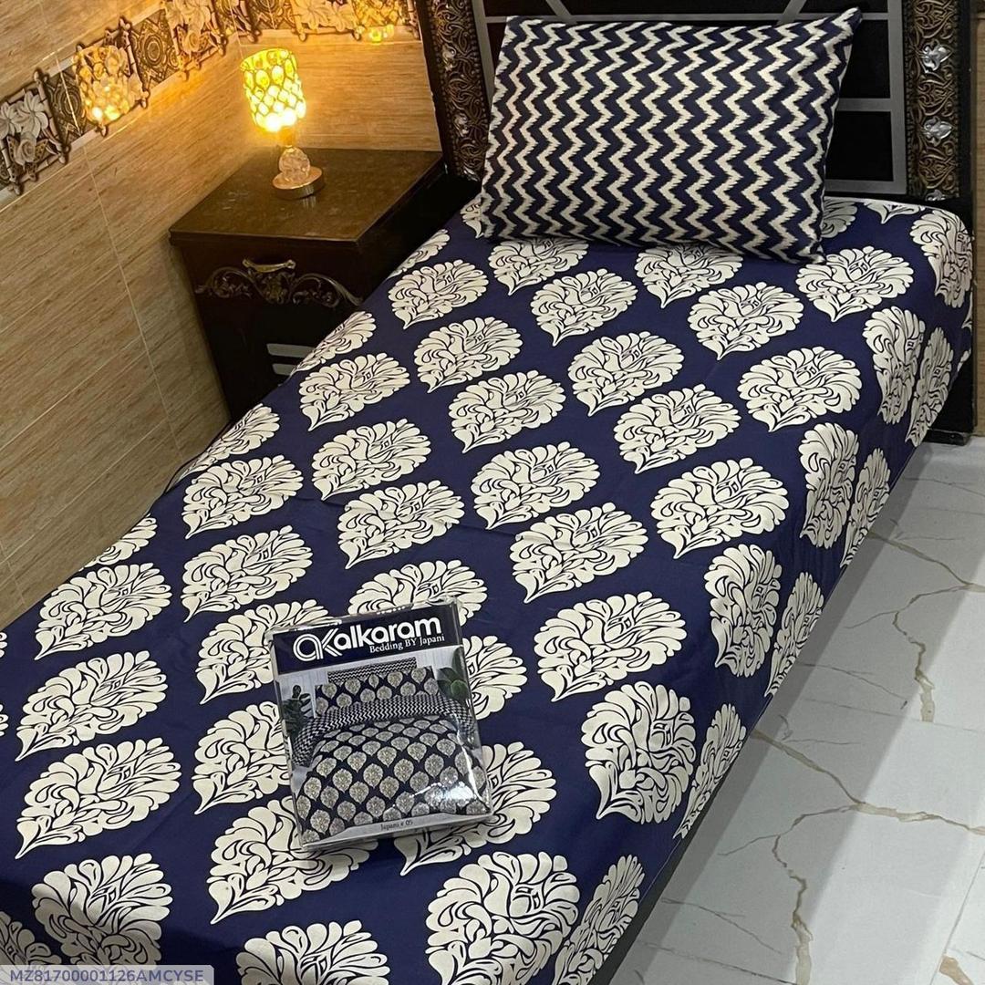 Cotton Salonica Bedsheet Set Blue Floral Single Bed