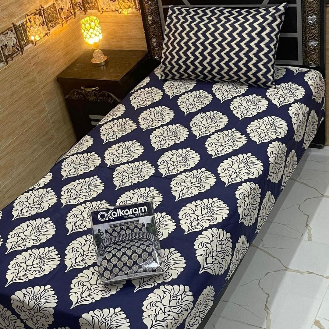 Cotton Salonica Bedsheet Set Blue Floral Single Bed