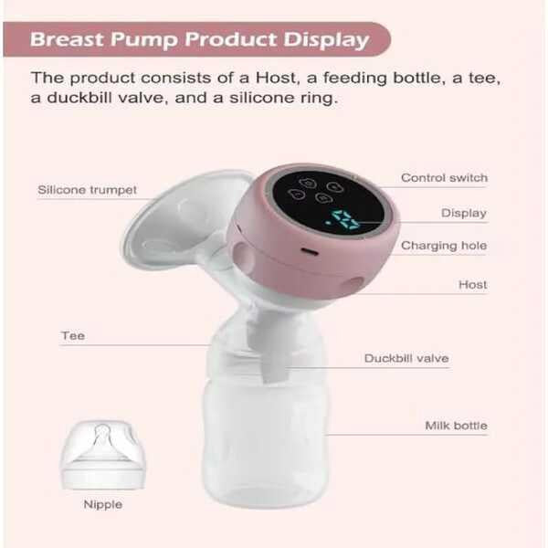 Pink Digital Breast Pump Set for New Mothers