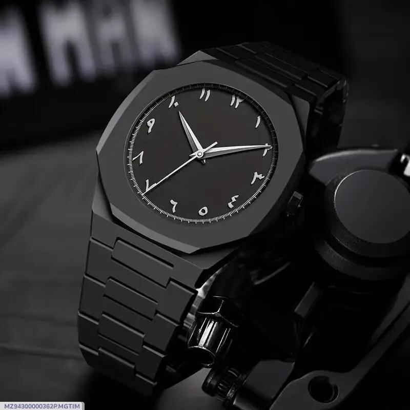 Men's Black Aluminum Analog Watch Water Resistant