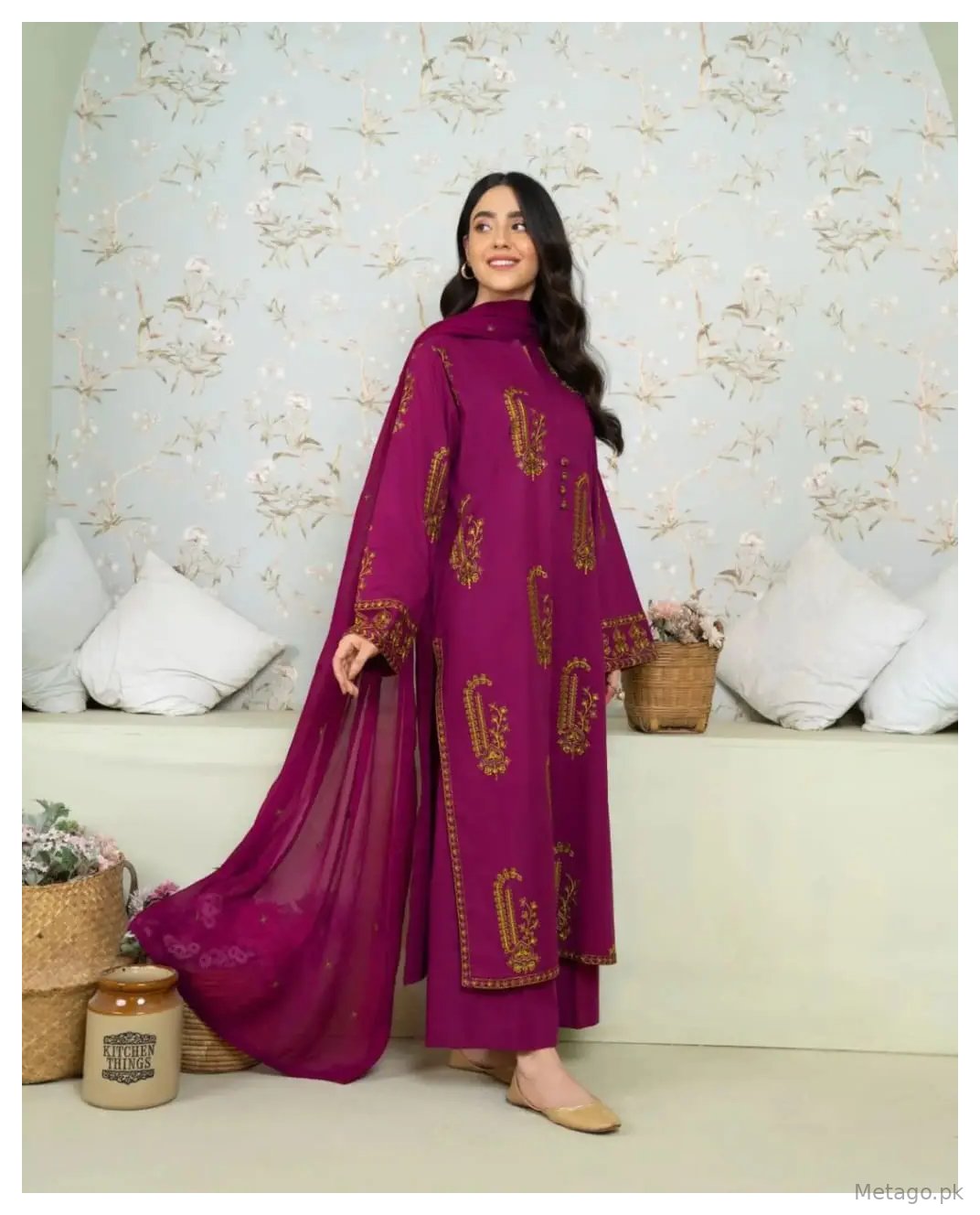 Amber 3 Pcs Women's Stitched Linen Embroidered Suit