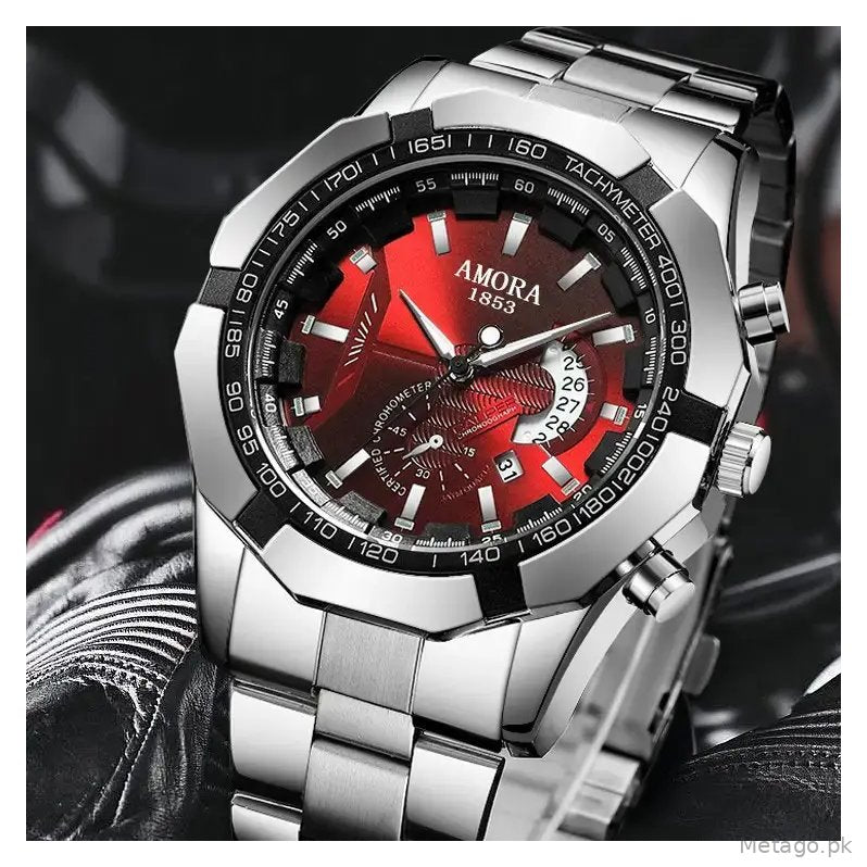 Amora Swiss Men's Chronograph Watch Black Stainless
