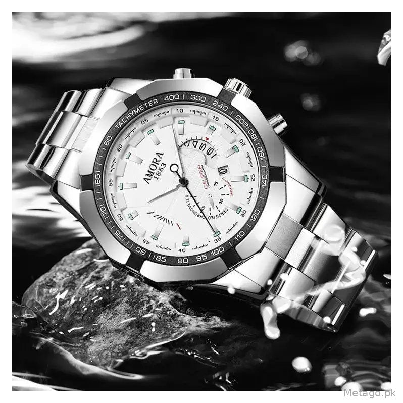 Amora Swiss Men's Chronograph Watch Black Stainless