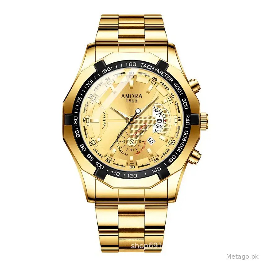 Amora Swiss Men's Chronograph Watch Black Stainless