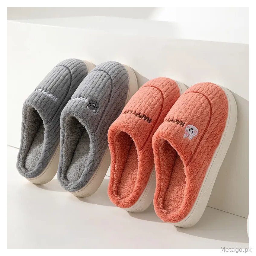 Autumn and Winter Cotton Slippers Women's Home Indoor Warm Plush Thickened Couple's Lightweight Outdoor Cotton Shoes Moon Shoes