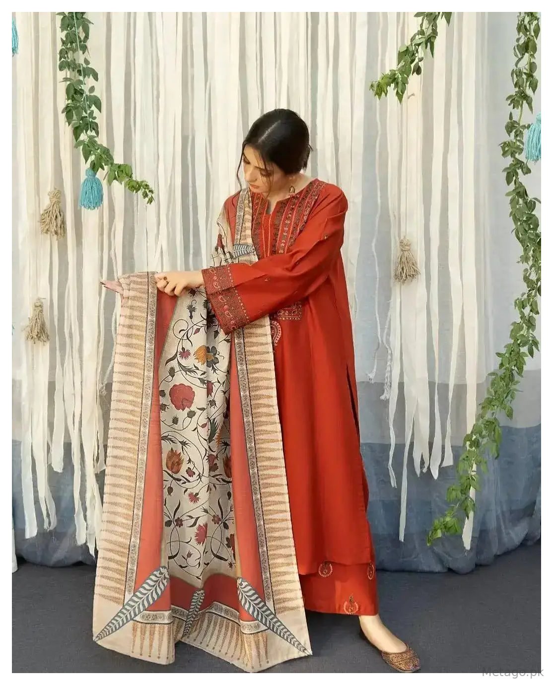 Ayat 3 Pcs Women's Stitched Linen Embroidered Suit