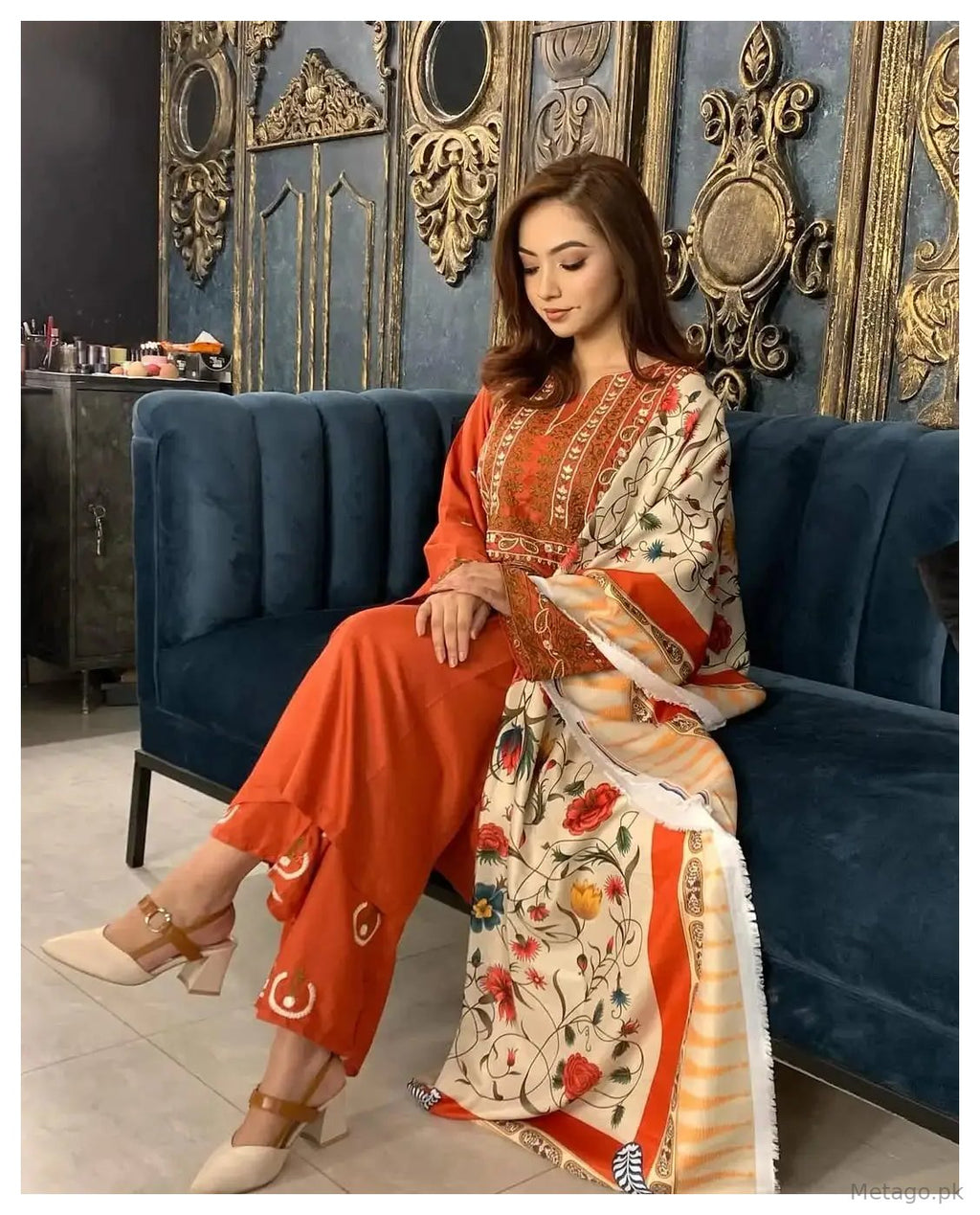 Ayat 3 Pcs Women's Stitched Linen Embroidered Suit