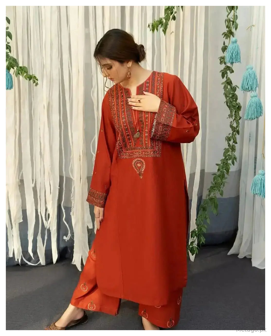 Ayat 3 Pcs Women's Stitched Linen Embroidered Suit