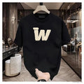 Black Heavy Cotton Round Neck T-Shirt with "TW" Print
