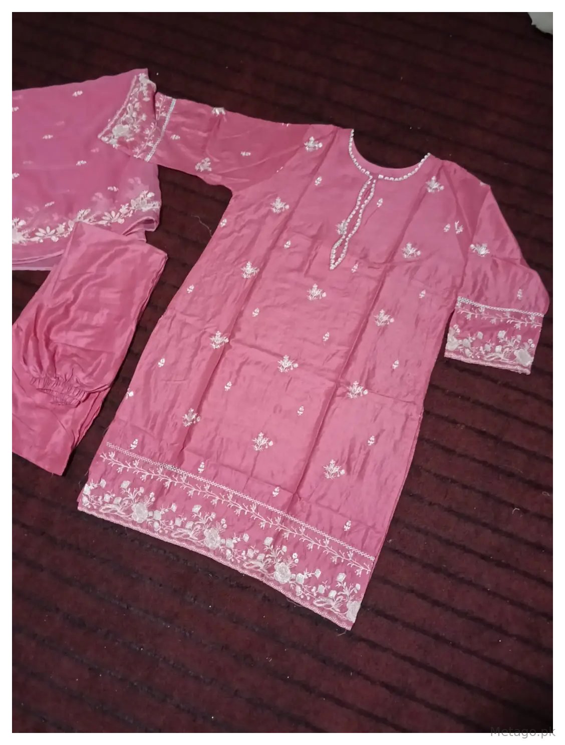 Blush 3 Pcs Women's Stitched Linen Embroidered Suit