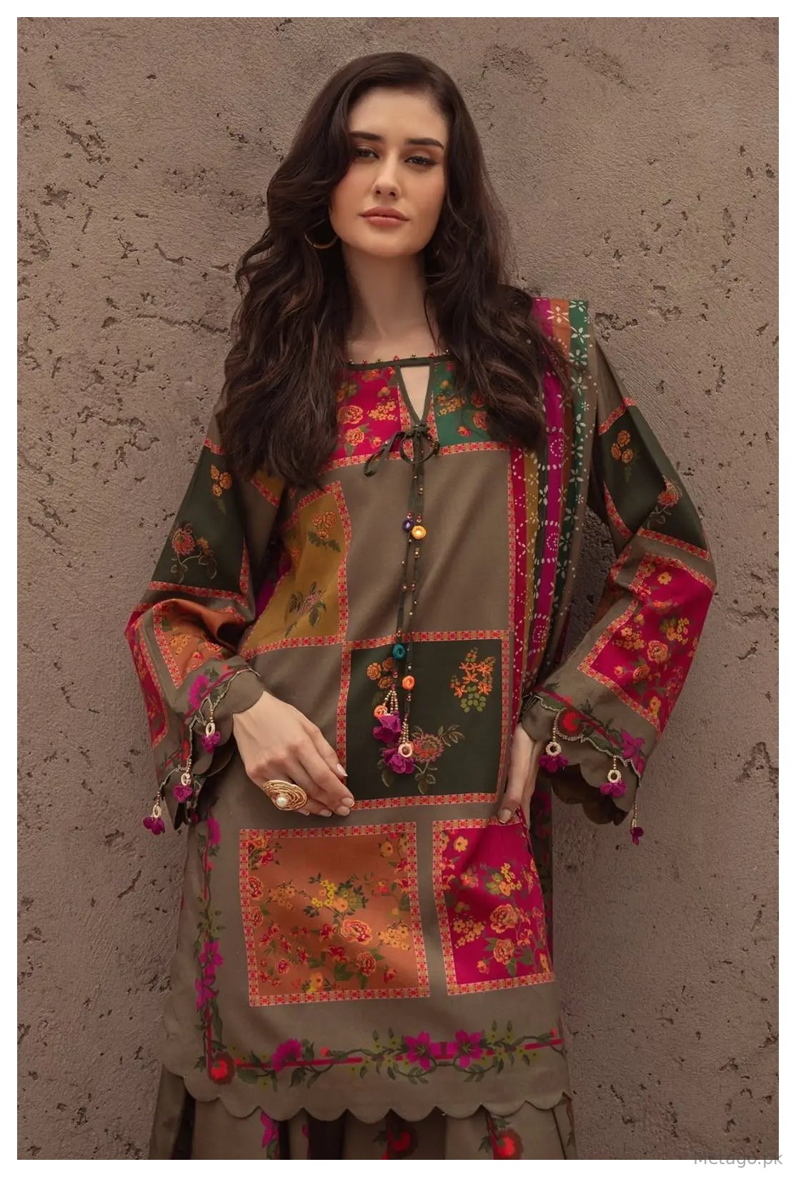 Browni 3 Pcs Women's Stitched Silk Printed Suit