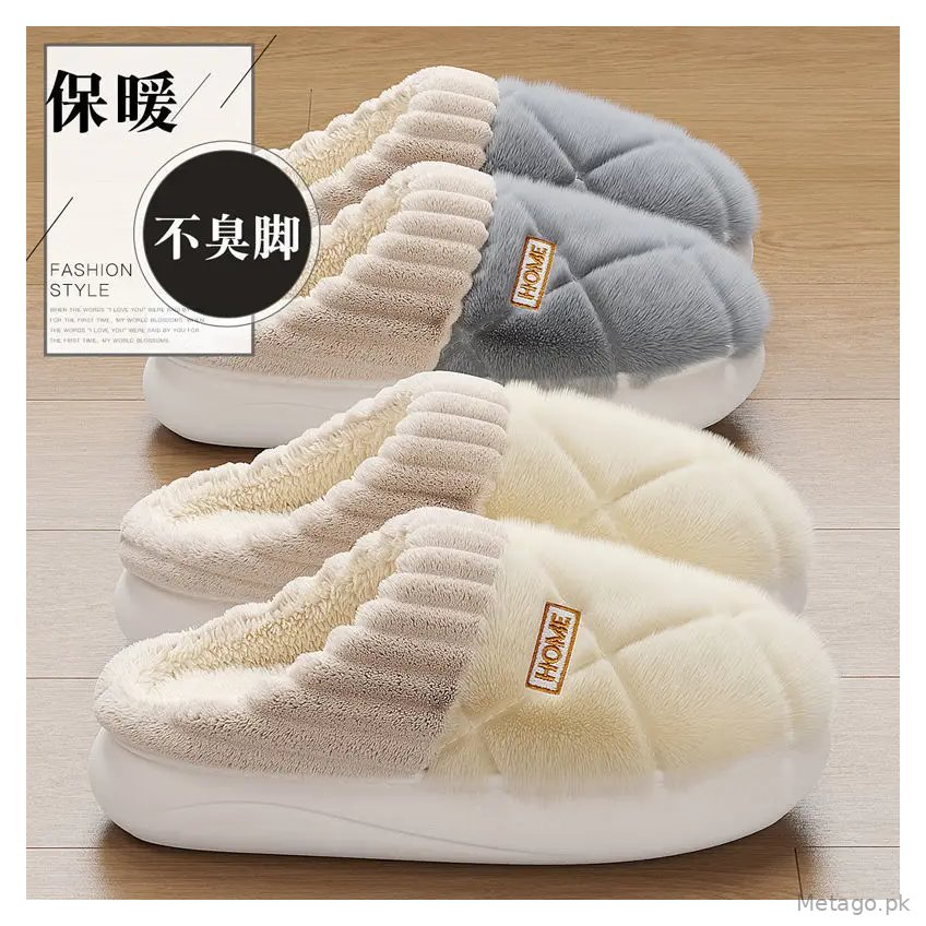 Cotton Slippers for Men, Autumn and Winter Indoor Warm Plush Thick-Soled Non-Slip Slippers with a Soft Feel, Women's Slippers, Wholesale in Stock