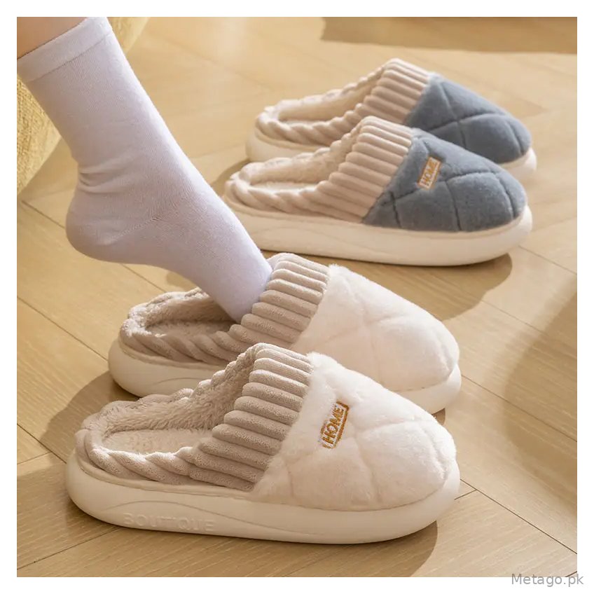 Cotton Slippers for Men, Autumn and Winter Indoor Warm Plush Thick-Soled Non-Slip Slippers with a Soft Feel, Women's Slippers, Wholesale in Stock