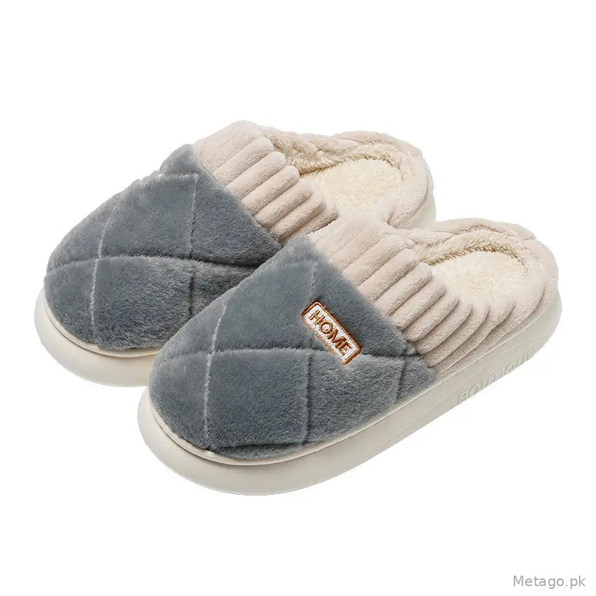 Cotton Slippers for Men, Autumn and Winter Indoor Warm Plush Thick-Soled Non-Slip Slippers with a Soft Feel, Women's Slippers, Wholesale in Stock