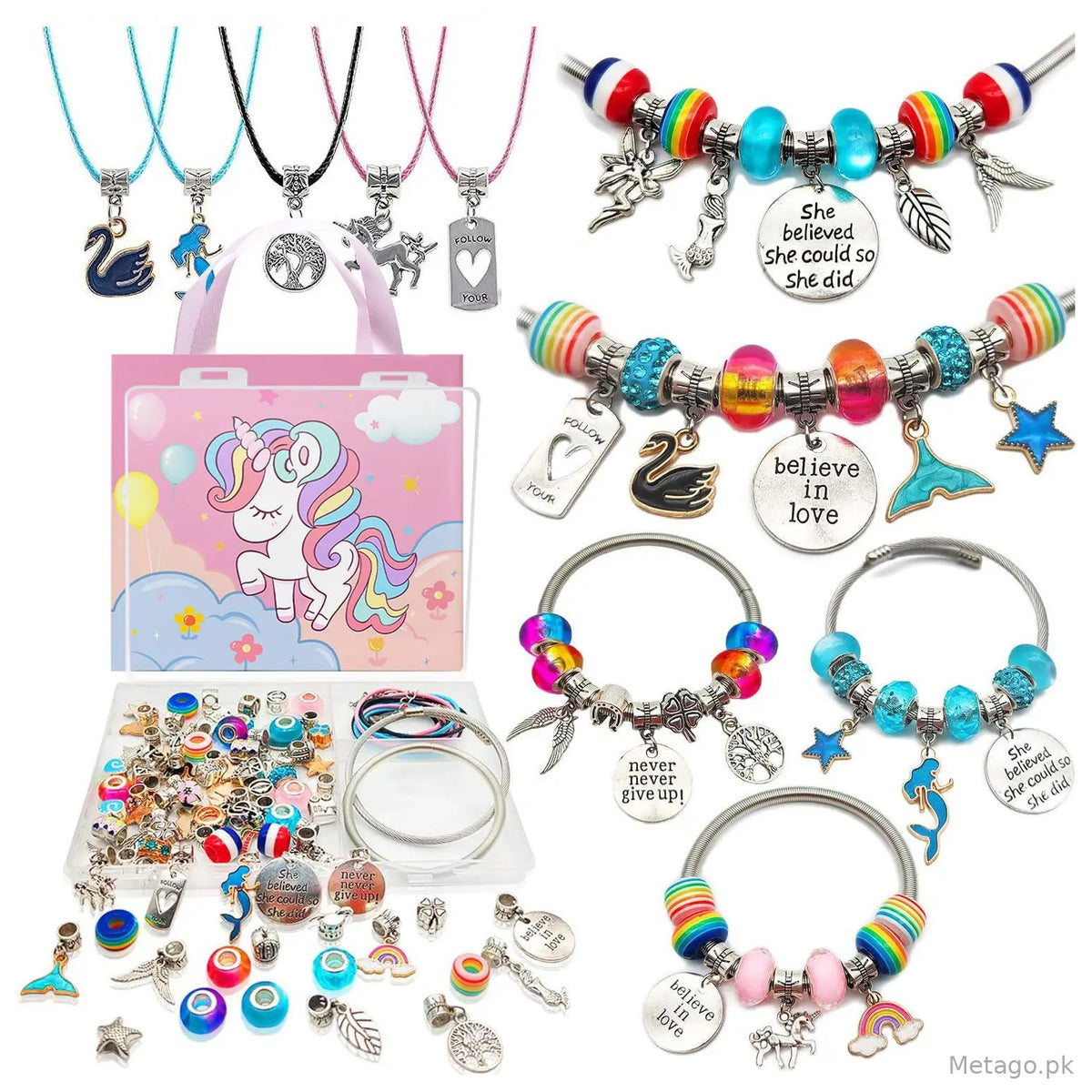 Cute Pink Purple & Blue Bracelet Set for Kids