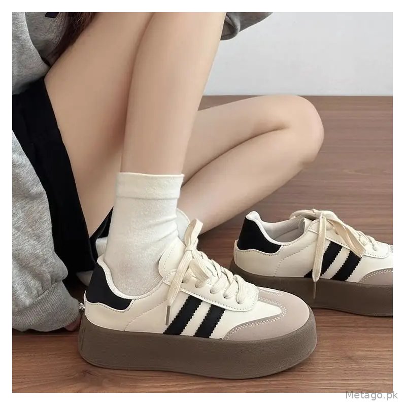 Desun Women's Shoes 2025 Spring and Autumn New Thick Sole Retro White Shoes Casual Forrest Gump Shoes All-match Sports Sneakers