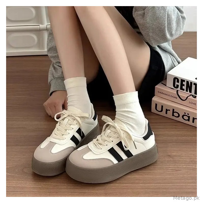 Desun Women's Shoes 2025 Spring and Autumn New Thick Sole Retro White Shoes Casual Forrest Gump Shoes All-match Sports Sneakers