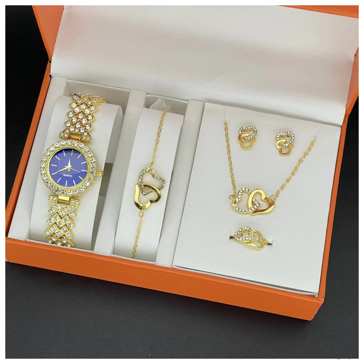 Elegant Pink Butterfly Watch & Earrings Set for Women