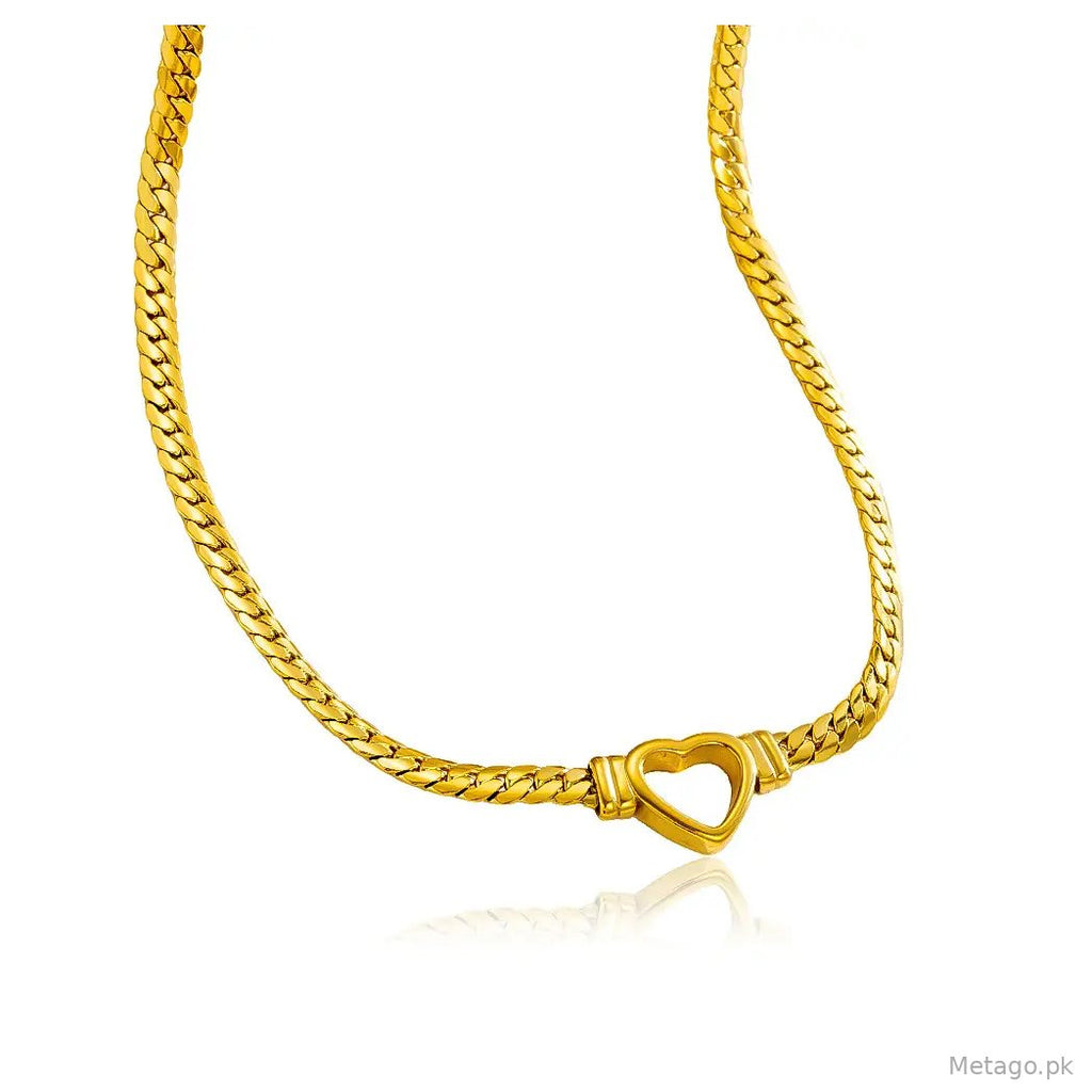 Gold Plated Heart Clasp Hollow Love Necklace for Women