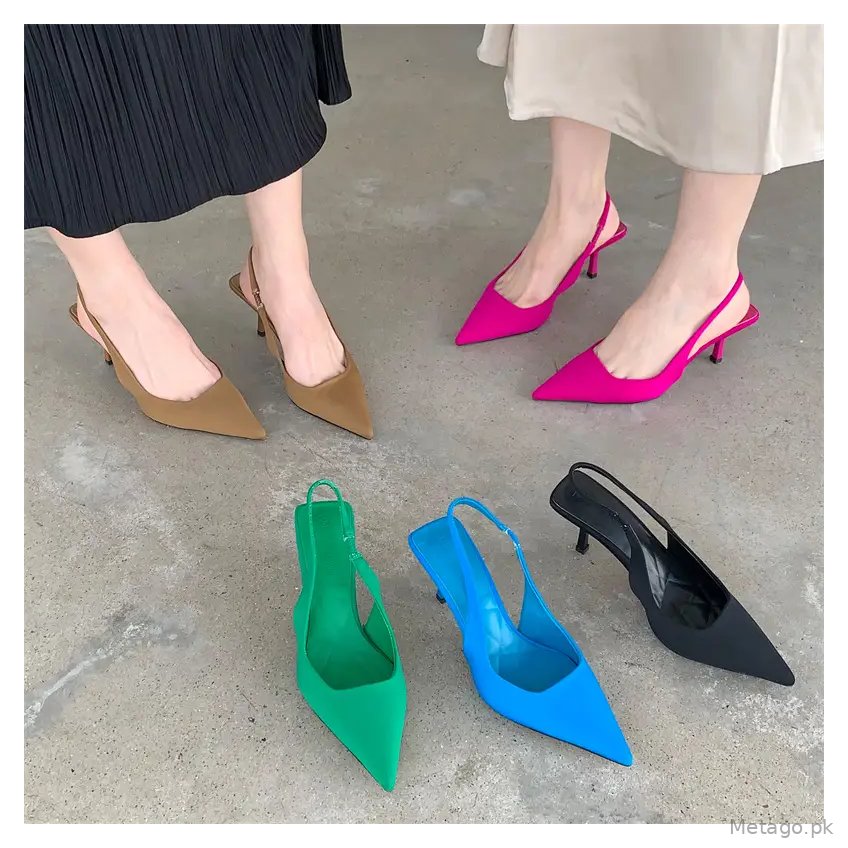 Green Pointed Toe Stiletto Heel Women's Sandals Medium