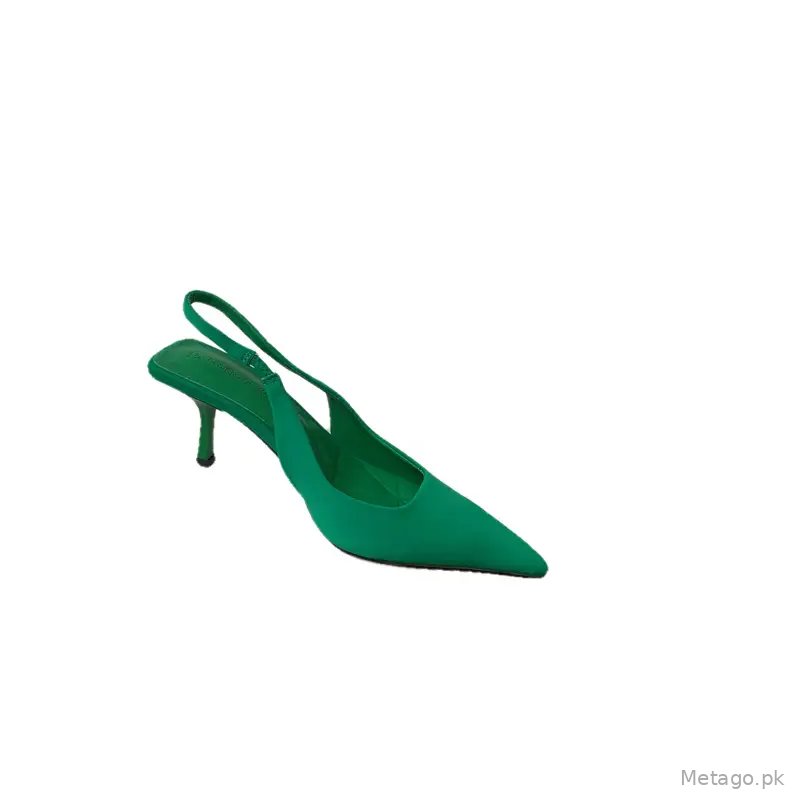 Green Pointed Toe Stiletto Heel Women's Sandals Medium