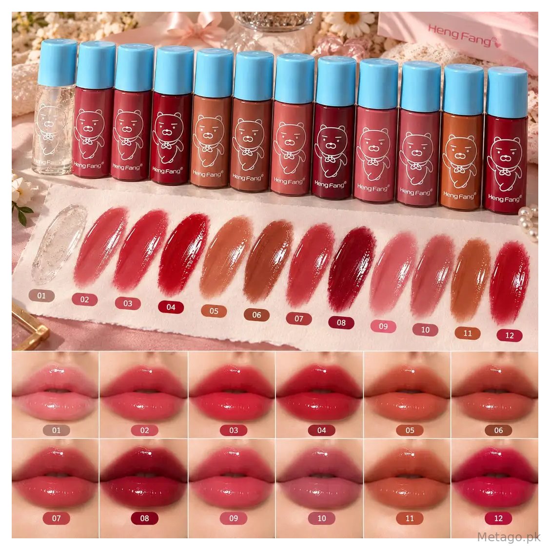 Heng Fang 12pcs Glossy Gloss with Bag