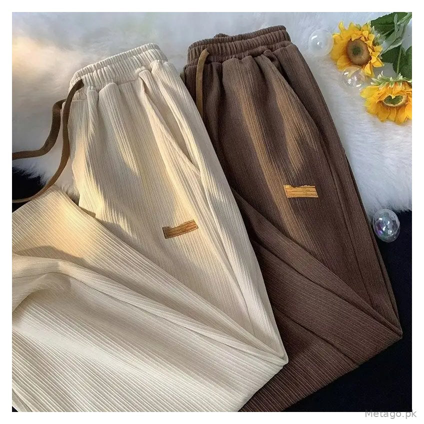 Ice Silk Pants for Boys Summer Loose Straight Breathable Casual All-match Pants for Couple